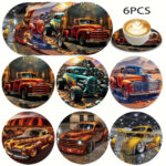 Retro Holzuntersetzer *US Cars* 6 Stck