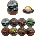 Retro Holzuntersetzer *US Cars* 8 Stck
