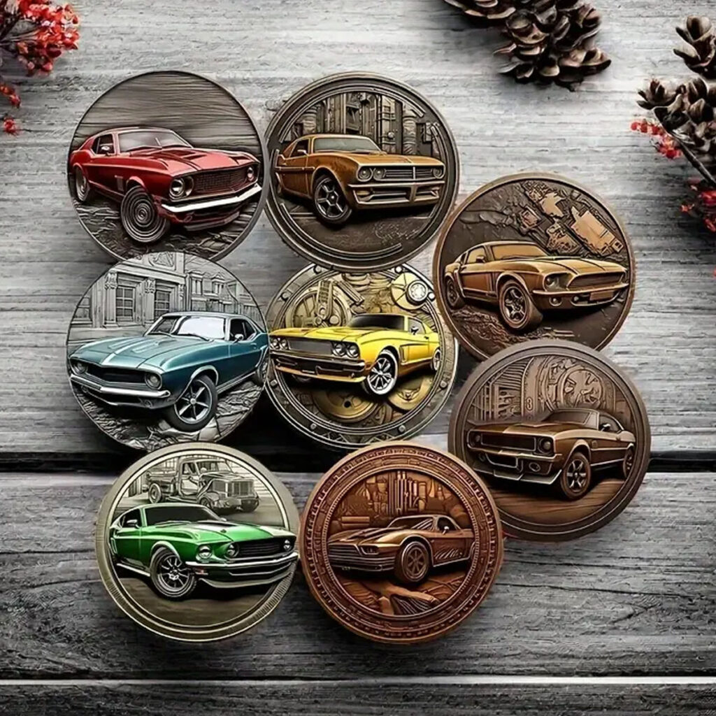 Retro Holzuntersetzer *US Cars* 8 Stck 1